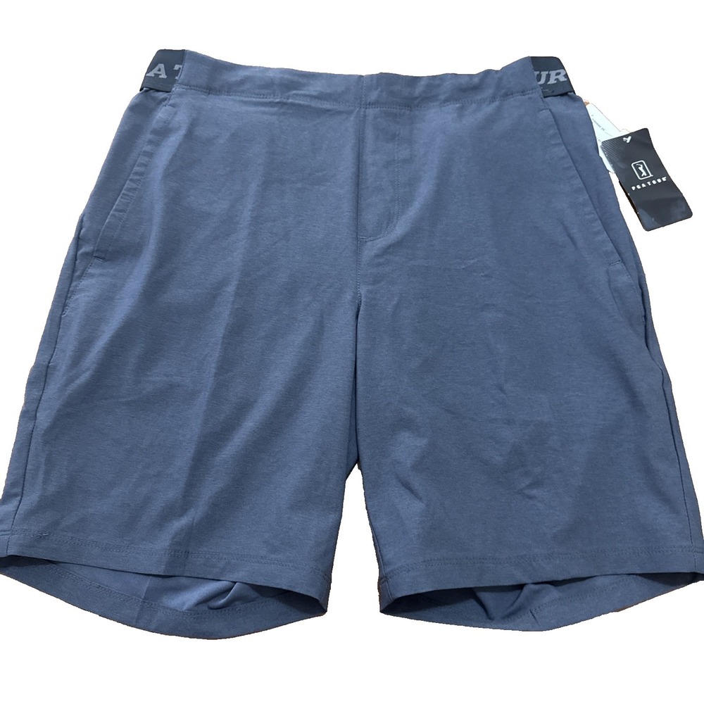 NWT PGA Tour Men's Gray Flat Front Performance Stretch Golf Shorts Large UPF